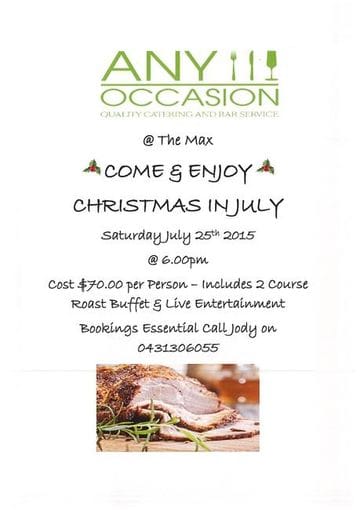 Any Occasion Quality Catering & Bar Service: Christmas in July